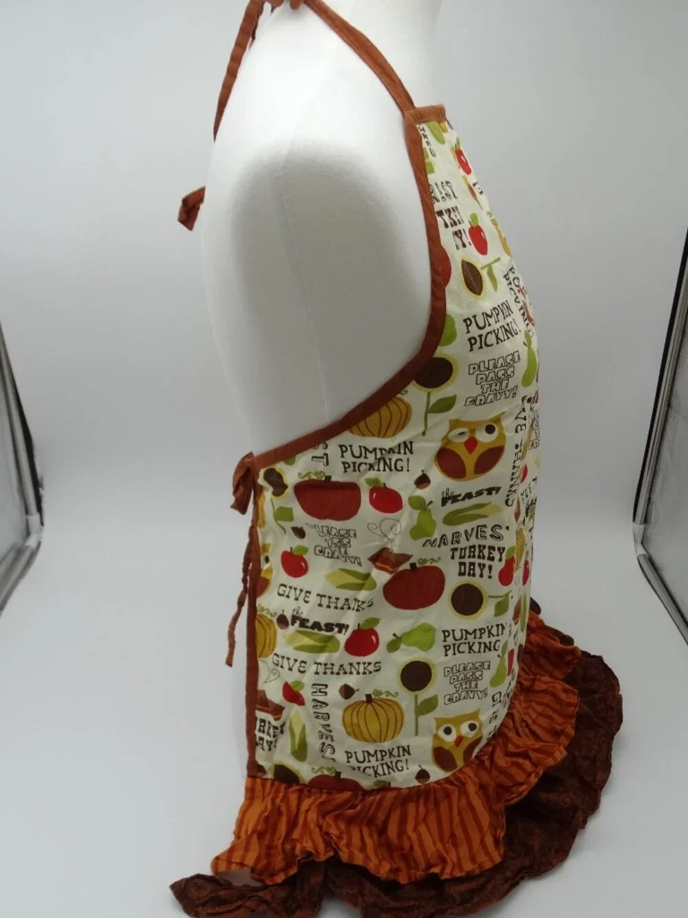 Fall Thanksgiving Apron Ruffles Owls 2011 Brother Sister Design Studio